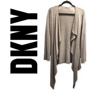 DKNY Grey Waterfall Drape Front Cardigan - L